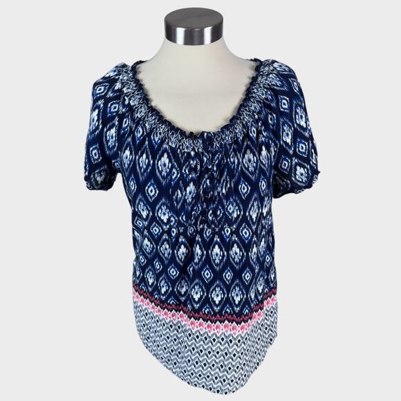 Faded Glory Medium 8-10 100% Rayon Blue Pattern Shirt - Picture 1 of 7